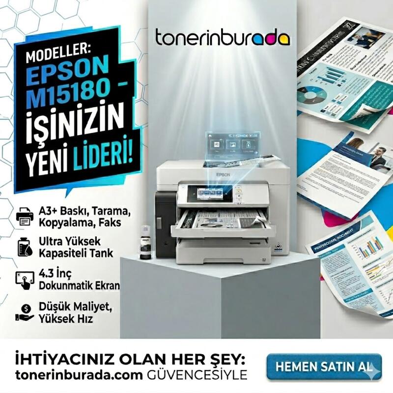 Epson EcoTank M15180 Wi-Fi + Fotokopi + Tarayıcı A3/A4 Siyah Beyaz Mürekkep Tanklı Yazıcı