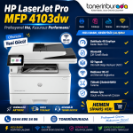 HP LaserJet Pro MFP 4103DW Wi - Fi Fotokopi Çift Taraflı Baskı Tarama Lazer Yazıcı Beyaz 2Z627A