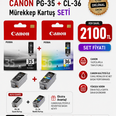 CANON PGI-35 +CLI36 RENKLİ KARTUŞ SETİ IP100
