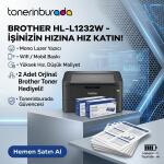 Brother HL-L1232W Mono Lazer Yazıcı + 2 adet Orjinal Tonerli